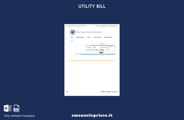 stile verificato Modello word di bolletta delle utenze India Uttar Pradesh Power